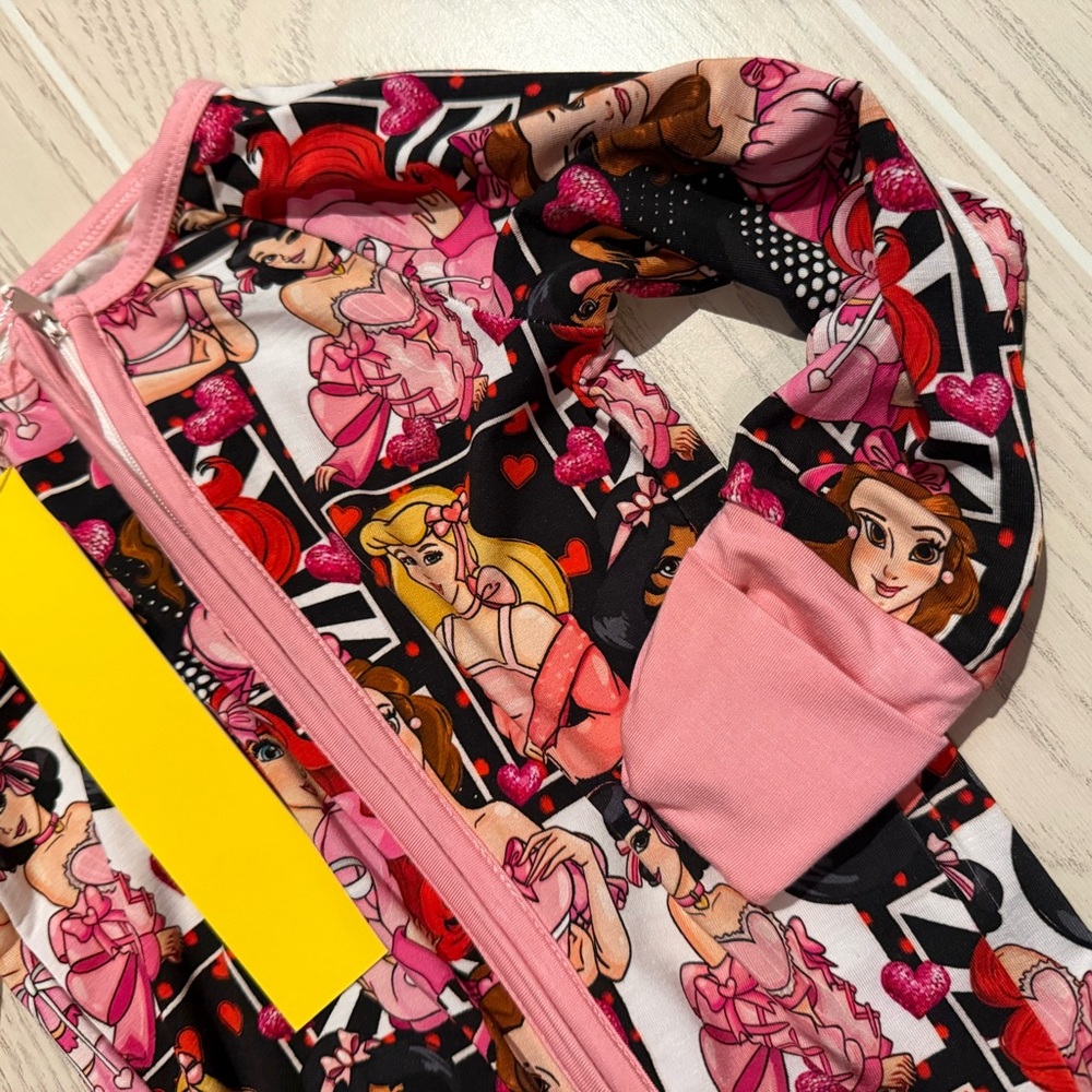 Wei Wei Disney Princess Bamboo Baby Girl Sleeper Size 12–18M 2-Way Zip NEW - Picture 8 of 11
